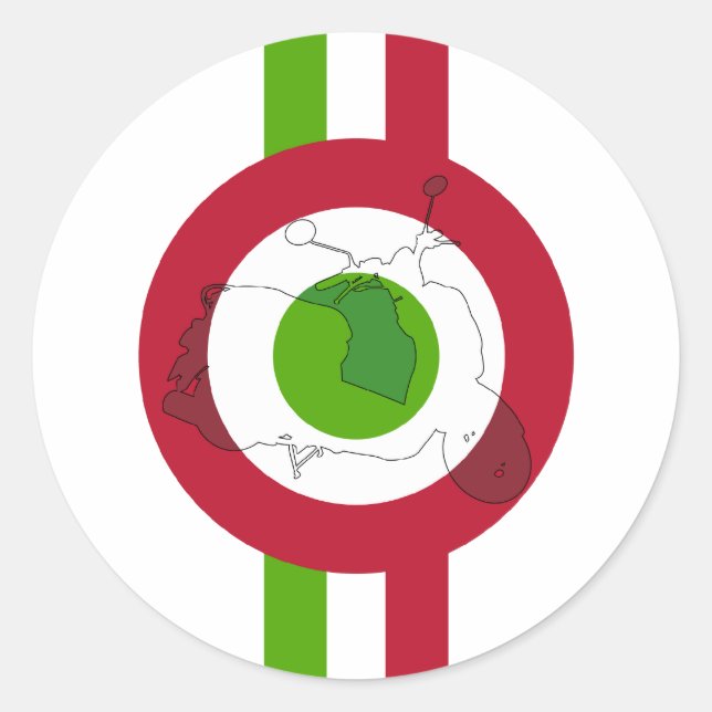 Adesivo Redondo Vinheta do Patinete Retro (Frente)