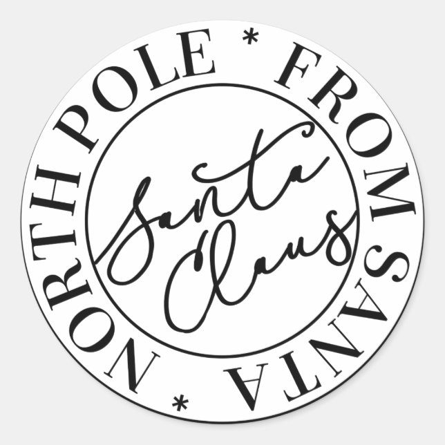 Adesivo Redondo Vinheta do Polo Norte Santa Claus (Frente)