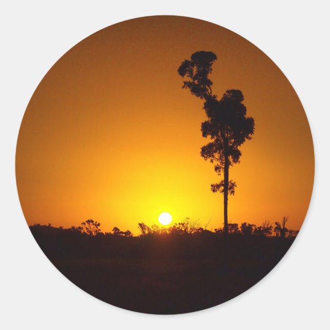 Adesivo Redondo Vinheta do pôr do sol (Frente)