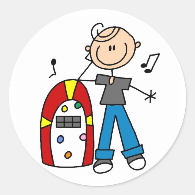 Adesivo Redondo Vinheta Do Rock And Roll Juke Box (Frente)