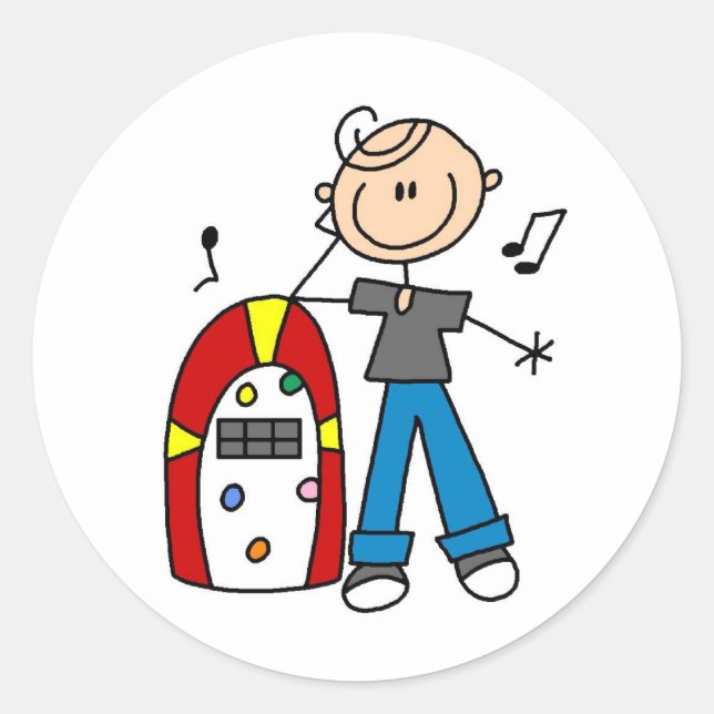 Adesivo Redondo Vinheta Do Rock And Roll Juke Box (Frente)