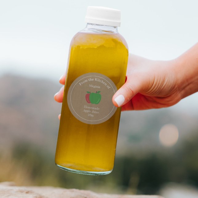 Adesivo Redondo Vinheta do Rótulo do Sumo de Maçã Kraft & Russo (Kraft & Rustic Apple Juice Label Sticker)