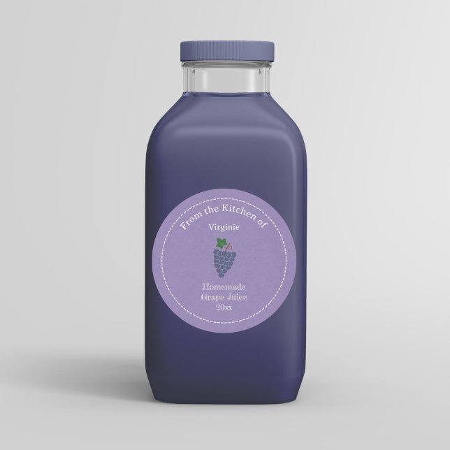 Adesivo Redondo Vinheta do Rótulo do Sumo de Uvas Kraft & Rustic (Kraft & Rustic Grape Juice Label Sticker)