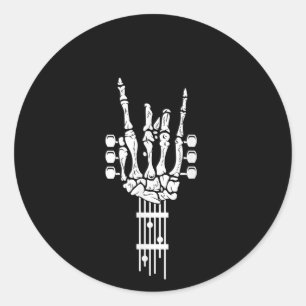 Adesivo Redondo Vinheta do tórax do Rock & Roll Skeleton Music Lov