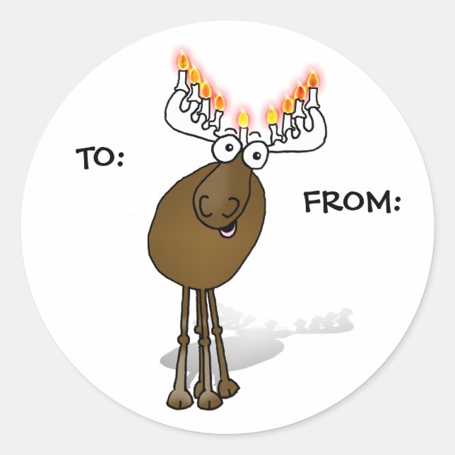 Adesivo Redondo Vinheta-dote Hanukkah; PARA: (Frente)