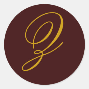 Adesivo Redondo Vinheta Dourada de focas Monograma Z