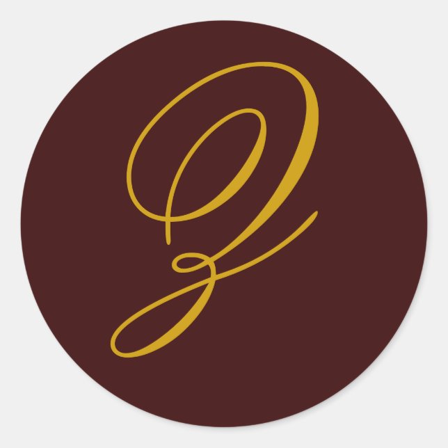 Adesivo Redondo Vinheta Dourada de focas Monograma Z (Frente)