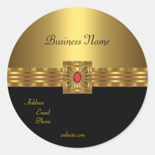 Adesivo Redondo Vinheta Dourada no vermelho preto Dourado