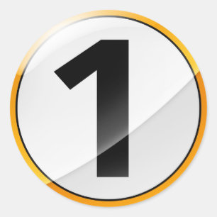 Adesivo Redondo Vinheta dourada número 1