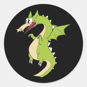 Adesivo Redondo Vinheta Dragão de Cabeça-de-Cuphead