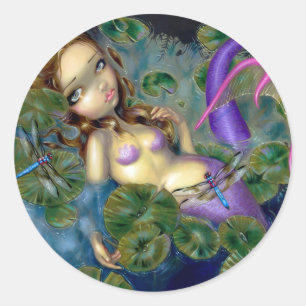Adesivo Redondo Vinheta "Dragonfly Mermaid"