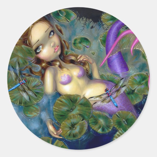 Adesivo Redondo Vinheta "Dragonfly Mermaid" (Frente)