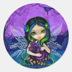 Adesivo Redondo Vinheta "Dragonling Garden II"