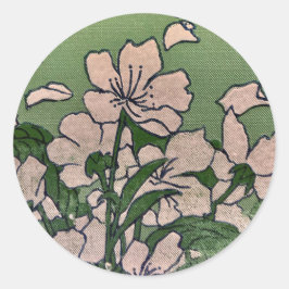 Adesivo Redondo Vinheta em cascata rosa-flor