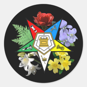 Adesivo Redondo Vinheta emblema floral OES