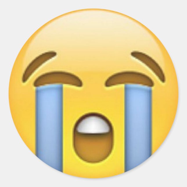 Adesivo Redondo Vinheta Emoji chorando (Frente)