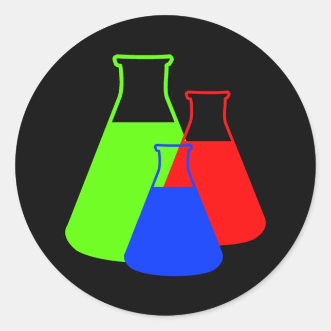 Adesivo Redondo Vinheta Erlenmeyer Multicolor (Frente)