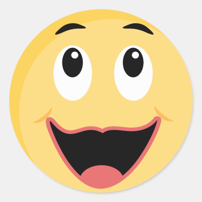 Adesivo Redondo Vinheta escolar com Face Emoji (Frente)