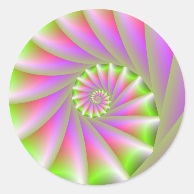 Adesivo Redondo Vinheta espiral rosa e verde (Frente)