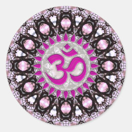 Adesivo Redondo Vinheta Espiritual De Aum Gems Rosa