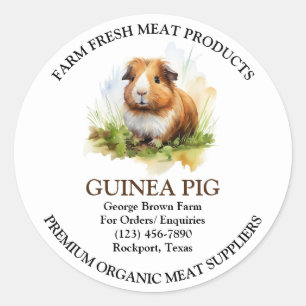 Adesivo Redondo Vinheta-Etiqueta De Criação De Carne De Suíno