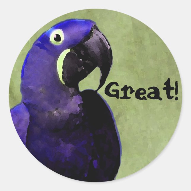 Adesivo Redondo Vinheta excelente de recompensa com Blue Parrot (Frente)