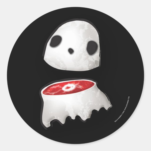 Adesivo Redondo Vinheta fantasma de carne (Frente)