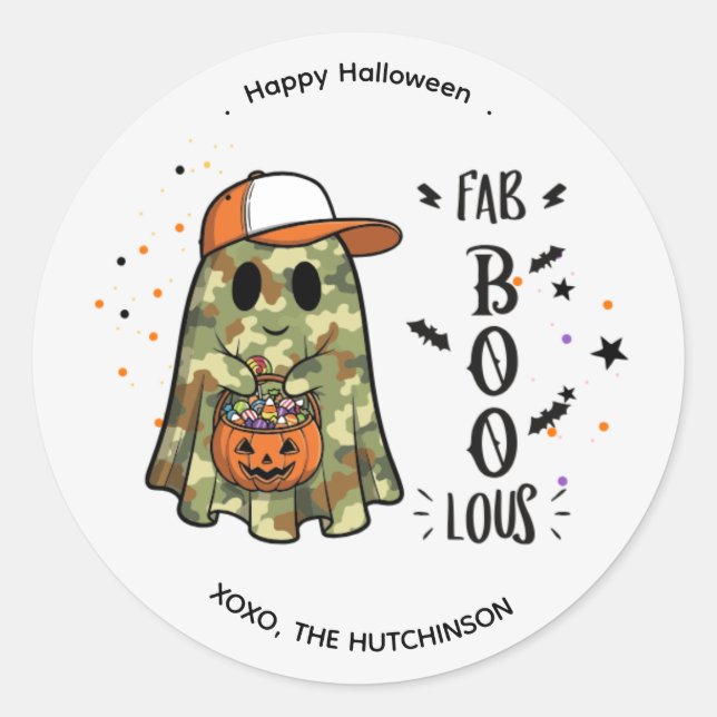 Adesivo Redondo Vinheta Fantasma do Halloween - Lous de Fab BOO Bo (Frente)