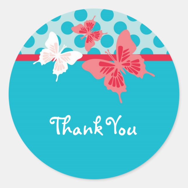 Adesivo Redondo Vinheta Favor da Borboleta (Frente)