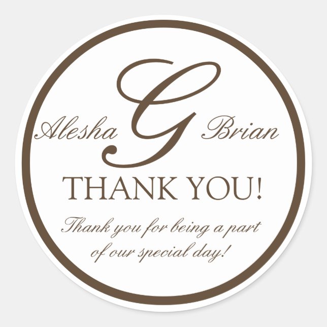 Adesivo Redondo Vinheta-Favor de Casamento Monograma Branco-Castan (Frente)