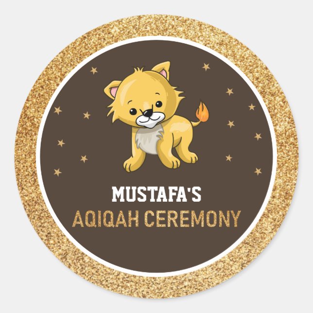 Adesivo Redondo Vinheta-Favor de Leão-Leão-Leão-Bonito (Frente)