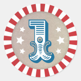 Adesivo Redondo Vinheta-Favor do Carnaval de Primeiro Aniversário