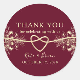 Adesivo Redondo Vinheta-Favor do Casamento Dourado Elegante
