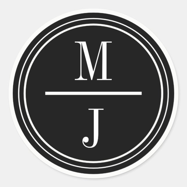 Adesivo Redondo Vinheta-Favor do Monograma Simples e Elegante (Frente)