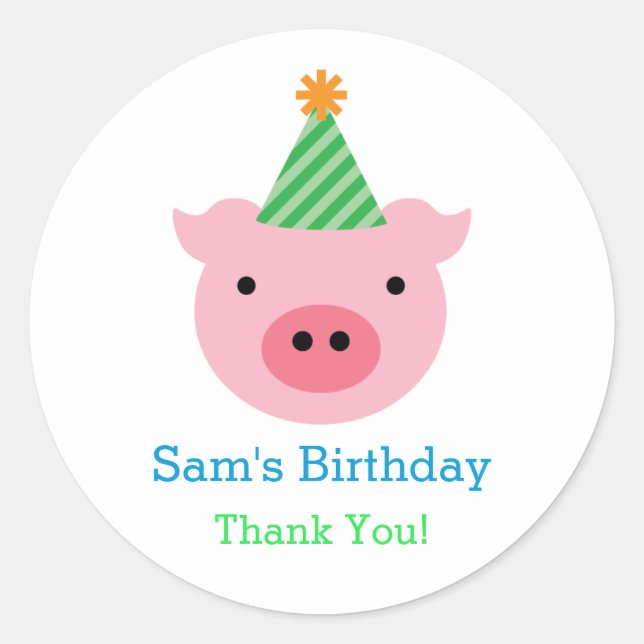 Adesivo Redondo Vinheta Favorável de Três Pequenos Porcos (Frente)