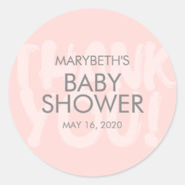 Adesivo Redondo Vinheta Favorito do Chá de fraldas Rosa do grafite