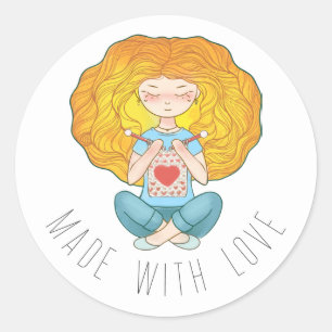 Adesivo Redondo Vinheta Feita Com Amor