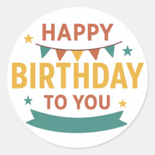 Adesivo Redondo Vinheta Feliz de Aniversário - Fav Personalizado C
