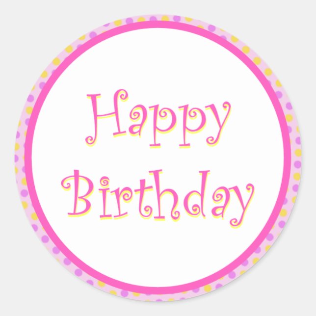 Adesivo Redondo Vinheta Feliz de Aniversário Festivo (Frente)