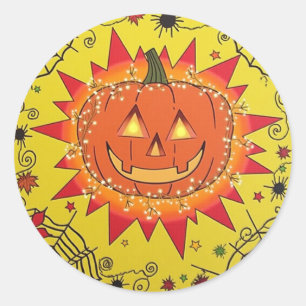 Adesivo Redondo Vinheta Feliz de Halloween Spooky