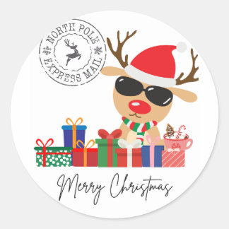 Adesivo Redondo Vinheta Feliz de Natal