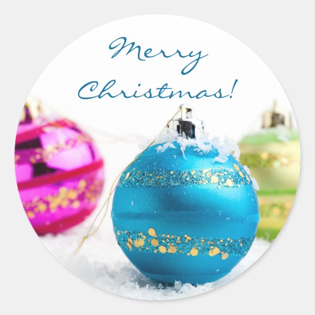Adesivo Redondo Vinheta Feliz de Natal (Frente)