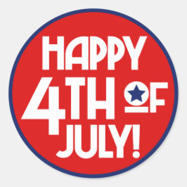 Adesivo Redondo Vinheta feliz do partido de arte de 4 de julho