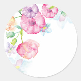 Adesivo Redondo vinheta floral de aquarela