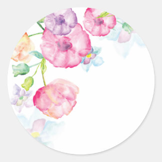 Adesivo Redondo vinheta floral de aquarela