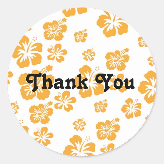 Adesivo Redondo Vinheta Floral de Flor de Hibiscus Branco (Frente)