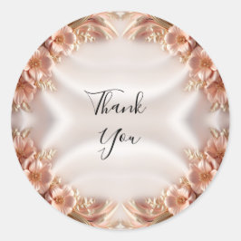 Adesivo Redondo Vinheta Floral de Pêssego Laranja Elegante