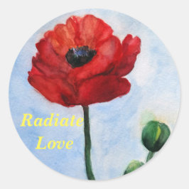 Adesivo Redondo Vinheta Floral De Radiação Com Amor, Brilhante