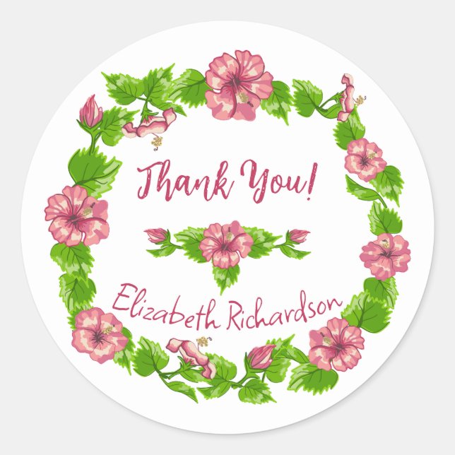 Adesivo Redondo Vinheta Floral Design de Paraíso Tropical (Frente)