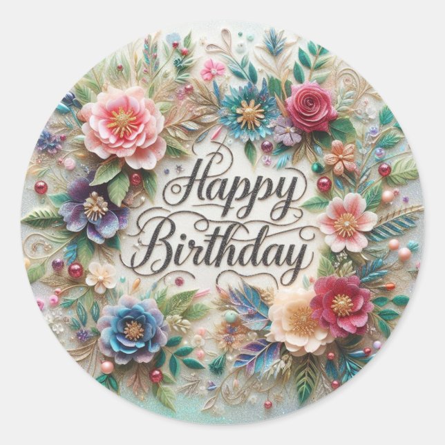 Adesivo Redondo Vinheta Floral Design Gorda (Frente)